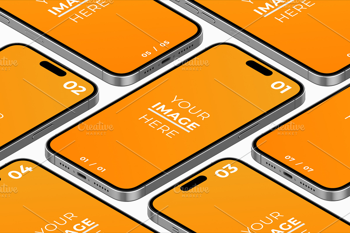 Isometric iPhone 14 Pro Mockup Pack, an iPhone Mockup by DreamVisuals (Photo 5 of 6)