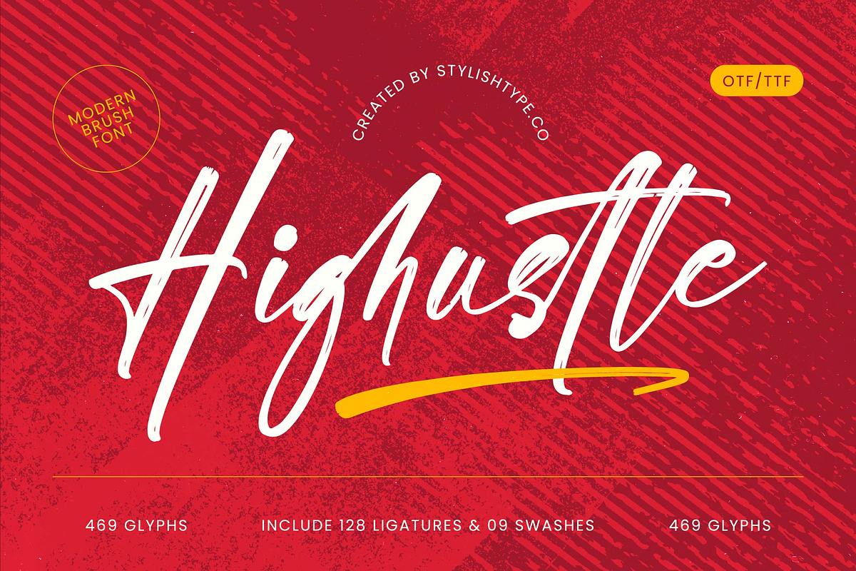 Highustle Modern Brush Font, a Script Font by stylishtype.co (Photo 1 of 20)