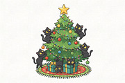 Black Cats Christmas Tree PNG, an Illustration by CraftArtStudio (Thumbnail 1 of 4)