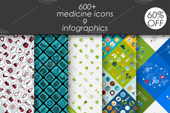 Medicine 600 Icons. 9 Infographic