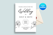 Minimalist Floral Wedding Invitation, an Invitation Template by M9 Design (Thumbnail 1 of 5)