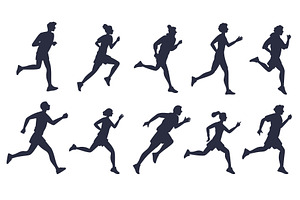 Silhouettes men and women running, a Sport Illustration by Vectorbuum