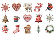 Nordic Christmas Elements Pack, an Illustration by Designking (Thumbnail 4 of 5)