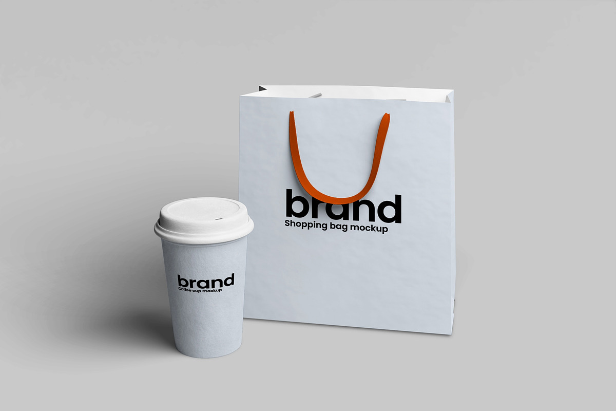 Coffee Cup and Shopping Bag Mockup, a Packaging Mockup by baim_std