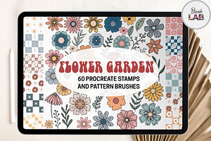 Retro Flowers Procreate Set