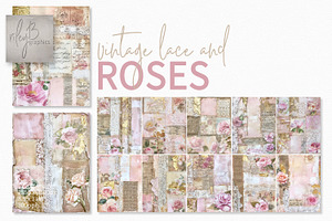 Vintage Lace And Roses Collages