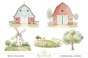 Little Farm Watercolor Clipart, an Illustration by MockupWizard (Thumbnail 4 of 7)