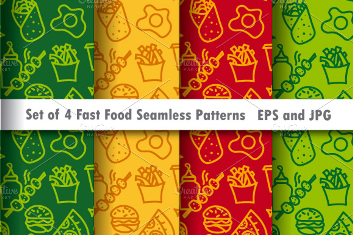 Fast Food Seamless Patterns, a Pattern Graphic by Oleg Tokarev Art (Photo 1 of 2)