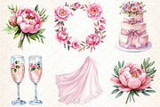 Pink Wedding Day Clipart, an Illustration by DreamCafeArt (Thumbnail 2 of 7)