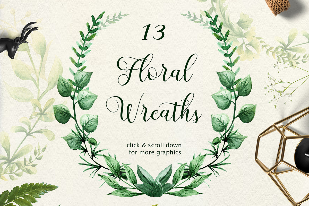 Herbaceous Greens-watercolor set, a Decorative Illustration by Astarte_design (Photo 3 of 13)