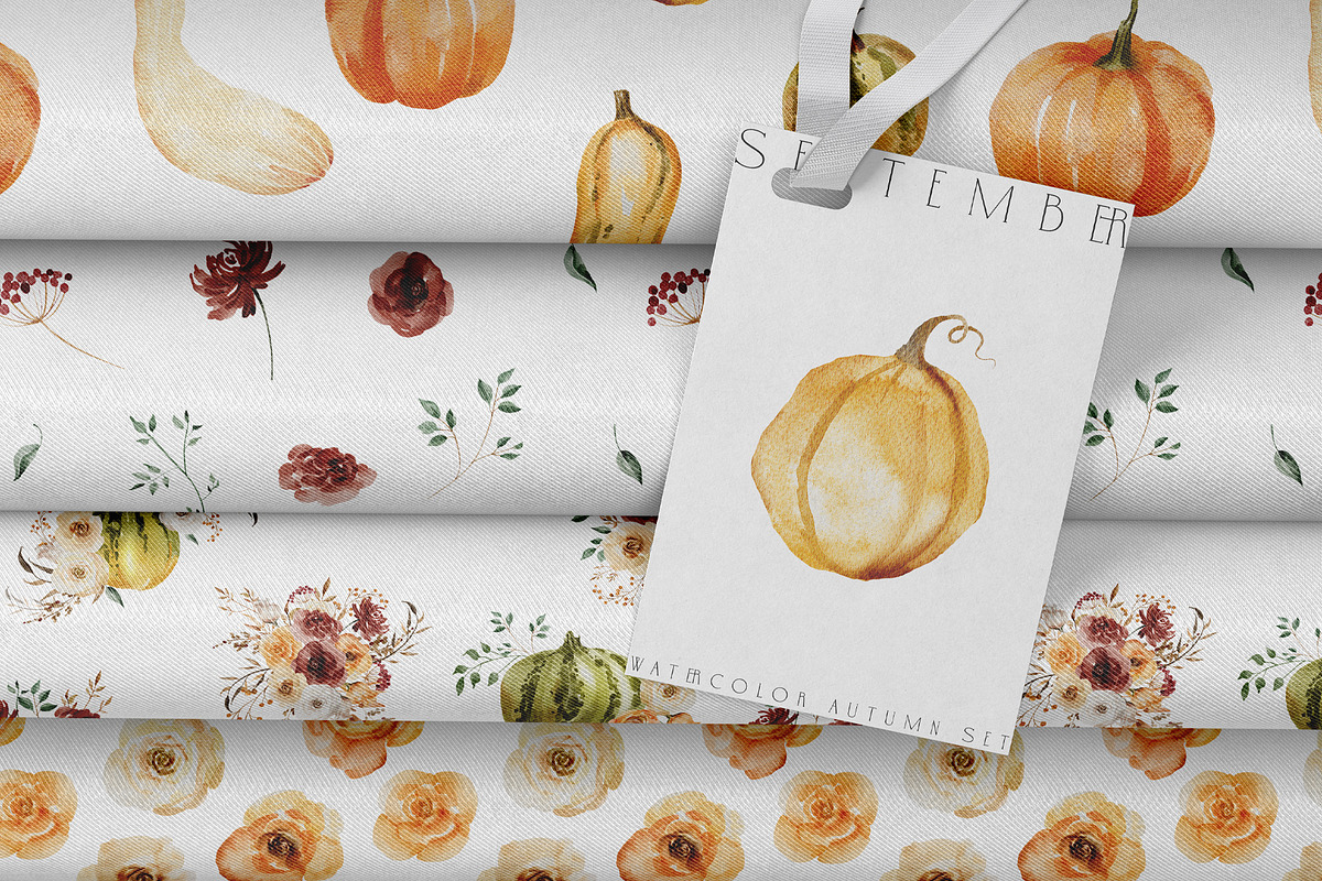 SEPTEMBER Watercolor Fall Set, an Object Graphic by Kaleriia (Photo 6 of 13)