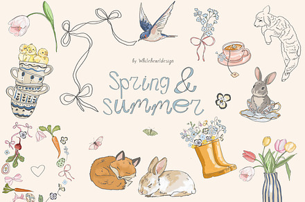 Spring Summer Easter Illustrations, an Object Graphic by whiteheartdesign