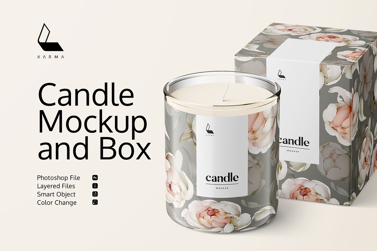 Candle Mockup and Box, a Packaging Mockup by Karma (Photo 1 of 7)