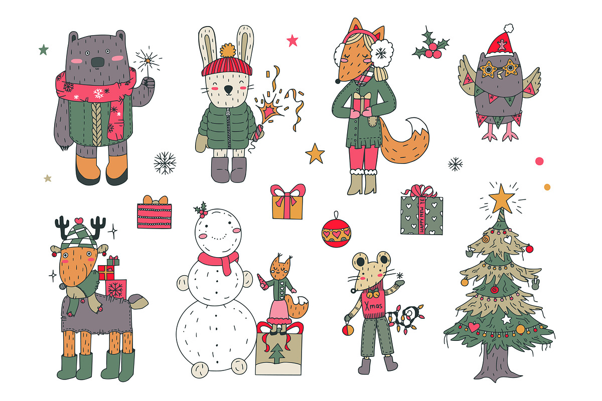 Vector Christmas Animals, an Animal Illustration by Molly art (Photo 2 of 9)