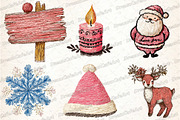 Cute Christmas Doodles Watercolor, an Illustration by DreamCafeArt (Thumbnail 7 of 7)