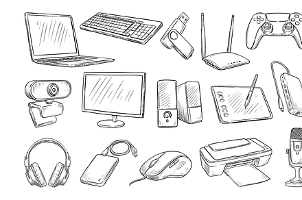 computer accessories handdrawn, an Object Graphic by nikagraphic