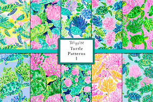 Seamless Turtle Patterns, a Pattern Graphic by The Preppy Artist