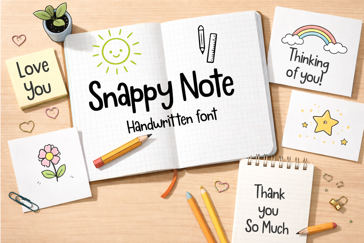 Snappy Note Playful Handwriting Font, a Handwritten Font by cocodesign (Photo 7 of 7)