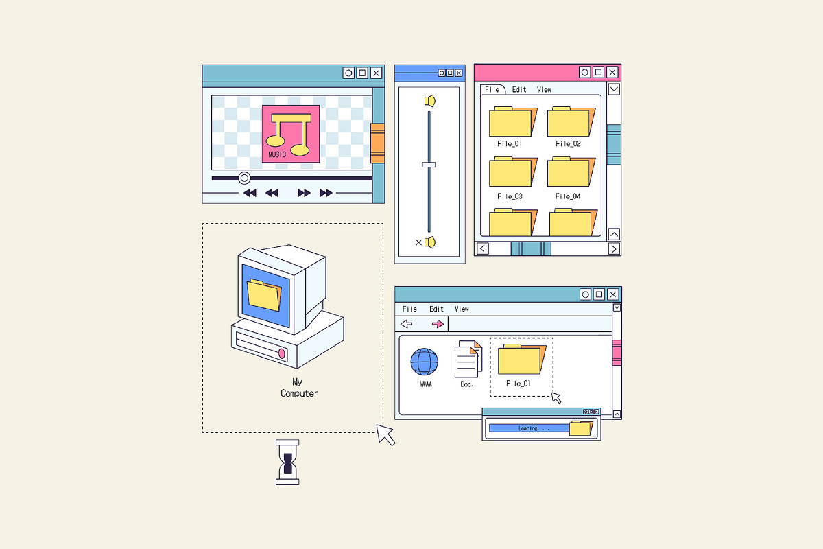White Cartoon Windows Illustration, a Technology Illustration by graphicook