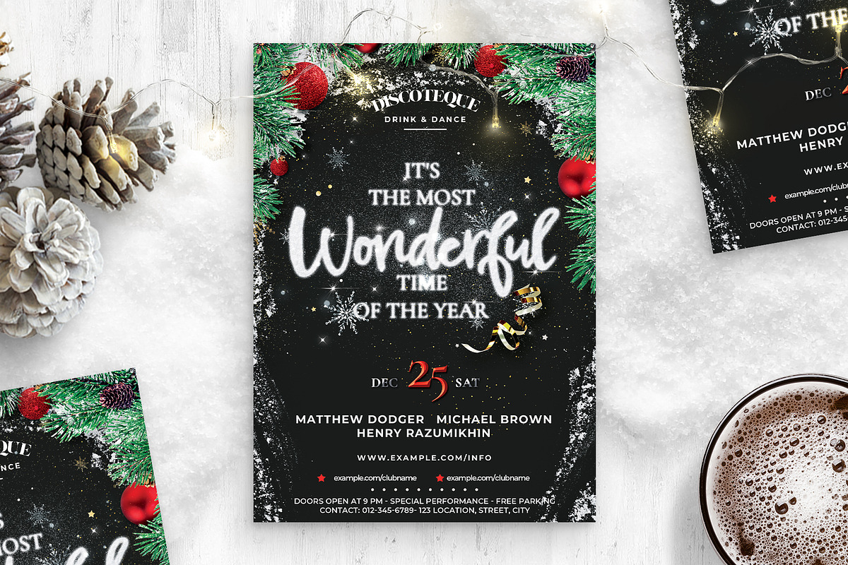 Festive Christmas Flyer Template, a Flyer Template by BrandPacks (Photo 1 of 5)