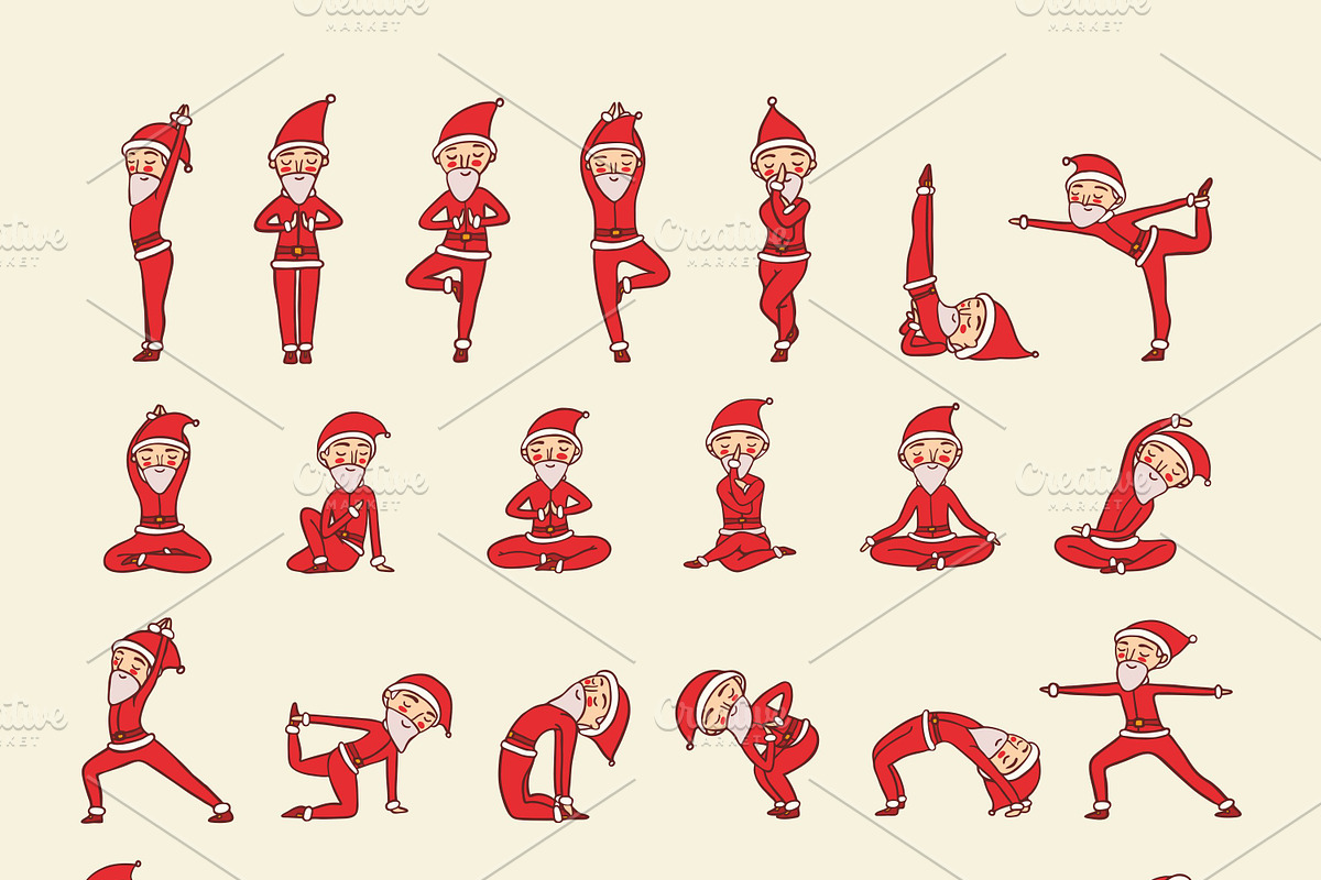 Yoga Santa - Elements&Patterns, an Object Graphic by Apolinarias Art (Photo 4 of 10)
