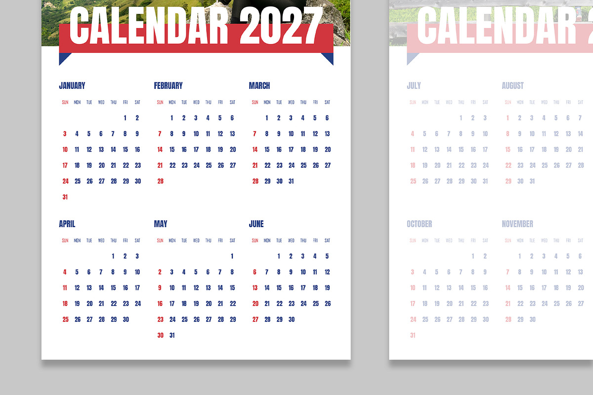 Creative Two Page Calendar 2027, a Stationery Template by MightyDesign (Photo 3 of 8)