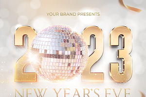 Happy New Year Eve Flyer 2023 Gold