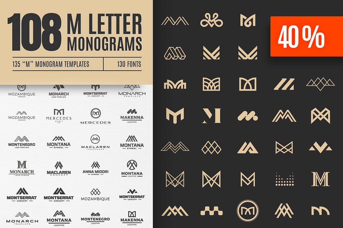 M Letter Logo Bundle Monogram Set, a Branding & Logo Template by Template Dealer (Photo 1 of 44)