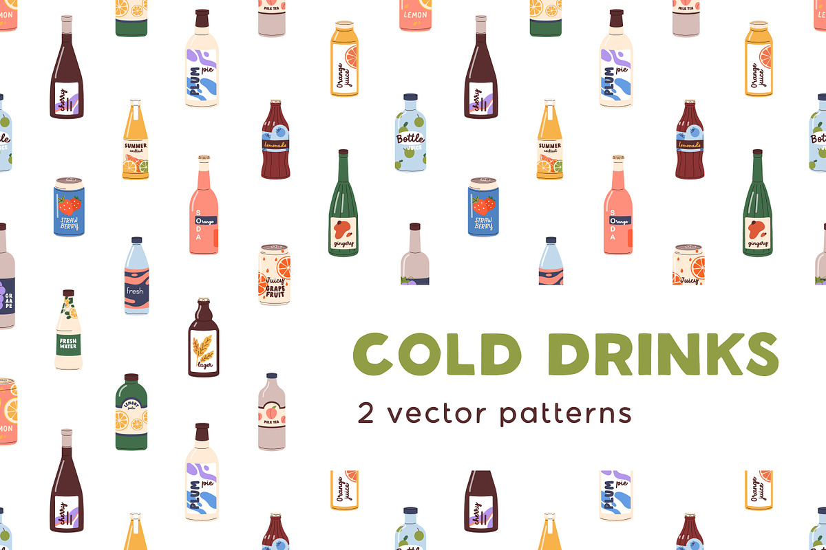 Cold drinks seamless patterns, a Pattern Graphic by Good Studio (Photo 1 of 6)