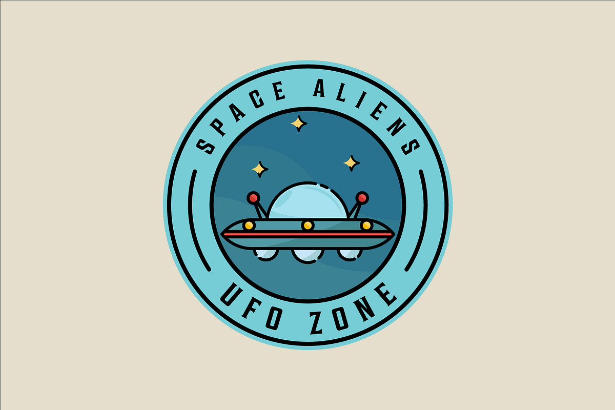 ufo space ship emblem logo vector, a Branding & Logo Template by zyxroun shop