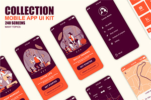 Mobile App UI Kit Template, a Templates & Theme by alexdndz