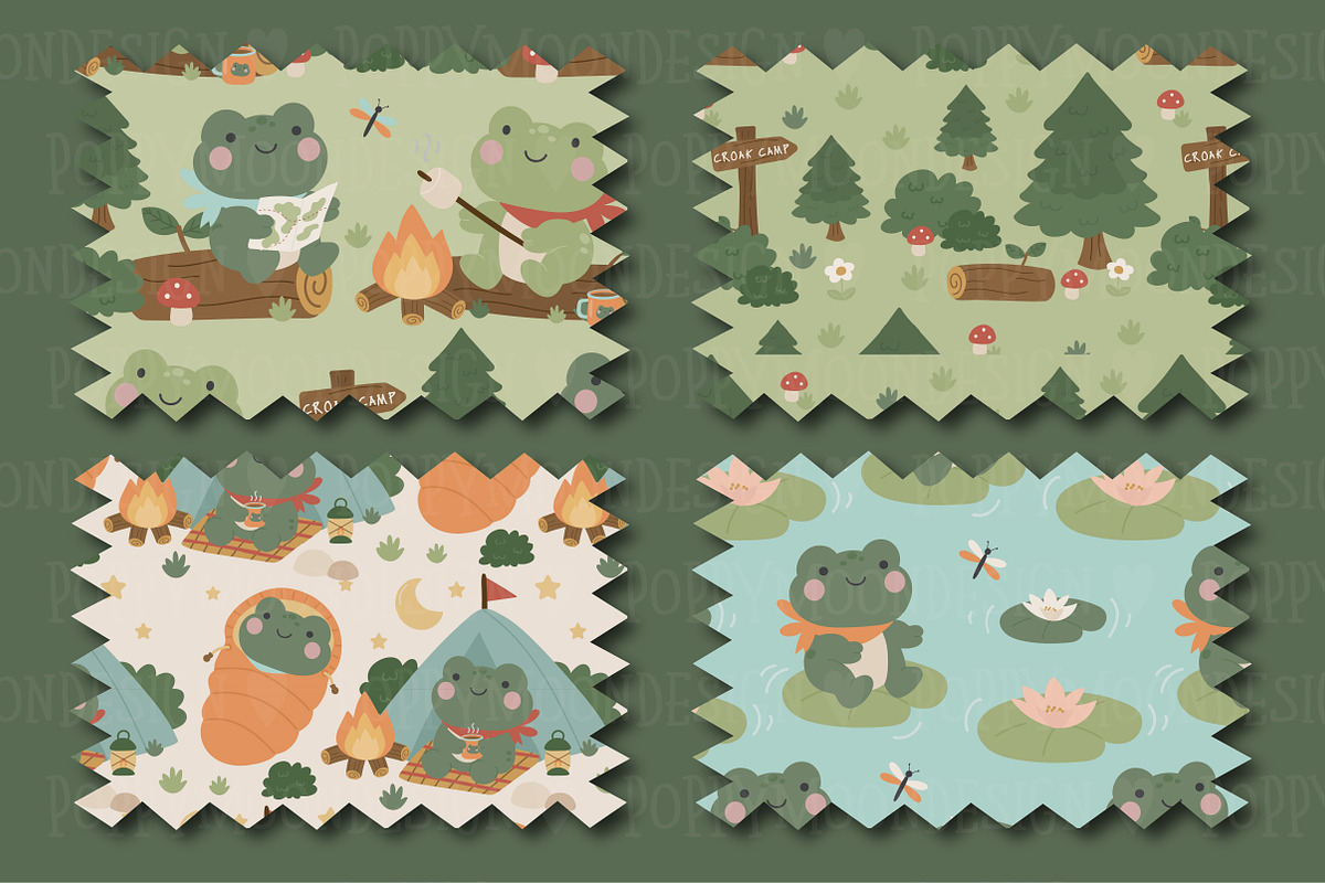 Frog Tales clipart & paper set, an Animal Illustration by Poppymoondesign (Photo 4 of 5)