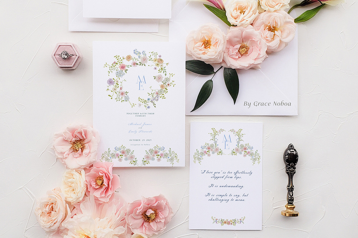 Spring summer pastel flowers clipart, a Decorative Illustration by Grace Noboa Illustrations (Photo 6 of 20)