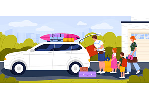 Family vacation preparation, parents, a Person Illustration by Flashvector