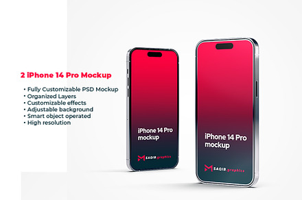 2 iPhone 14 Pro Mockup