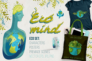 In Eco Love with Earth. Vector set