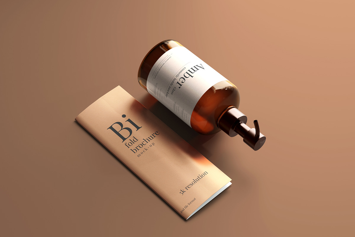 Amber Glass Pump Bottle Mockups, a Cups & Container Mockup by pmvch (Photo 7 of 10)
