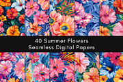 SUMMER FLOWERS SEAMLESS PATTERN, a Pattern Graphic by UniqueMe (Thumbnail 2 of 11)