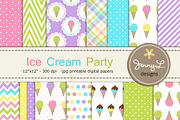 Ice Cream Digital Papers, a Pattern Graphic by JennyL Designs (Thumbnail 1 of 5)