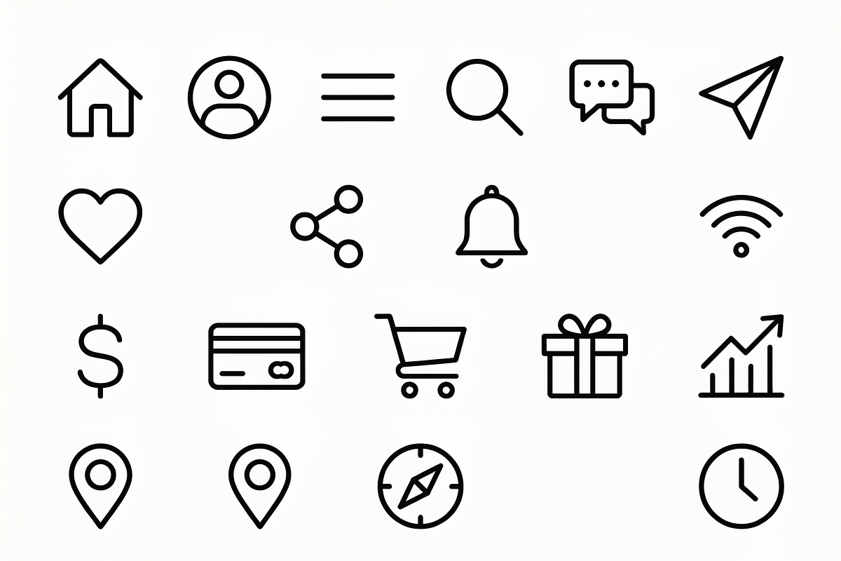 Vector Modern Mobile UI Icons, an Outline Icon by adenpinkstore (Photo 9 of 14)