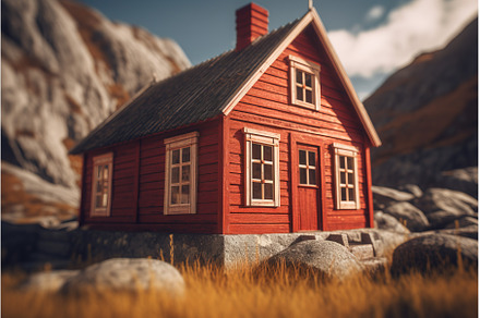 Small red wooden house. Generate Ai, an Architecture Photo by Ylivdesign