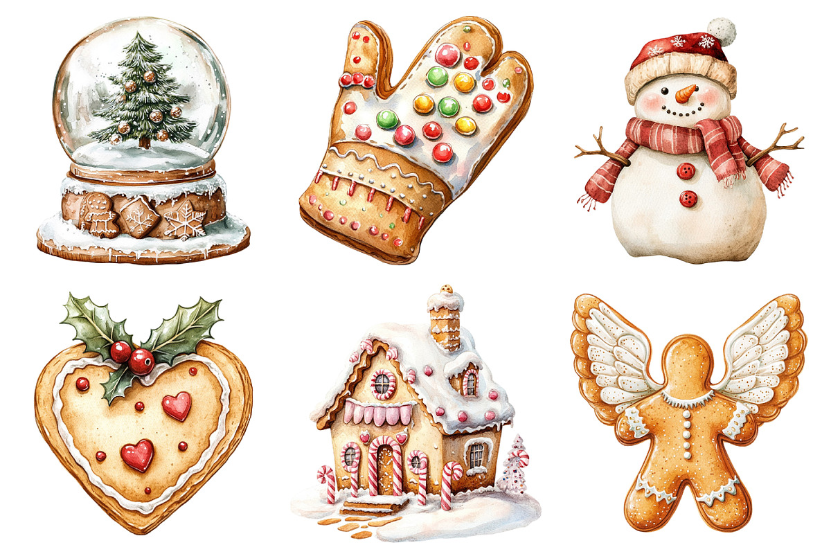 Cute Christmas Gingerbread Clipart, an Illustration by Daily.Designs (Photo 4 of 5)