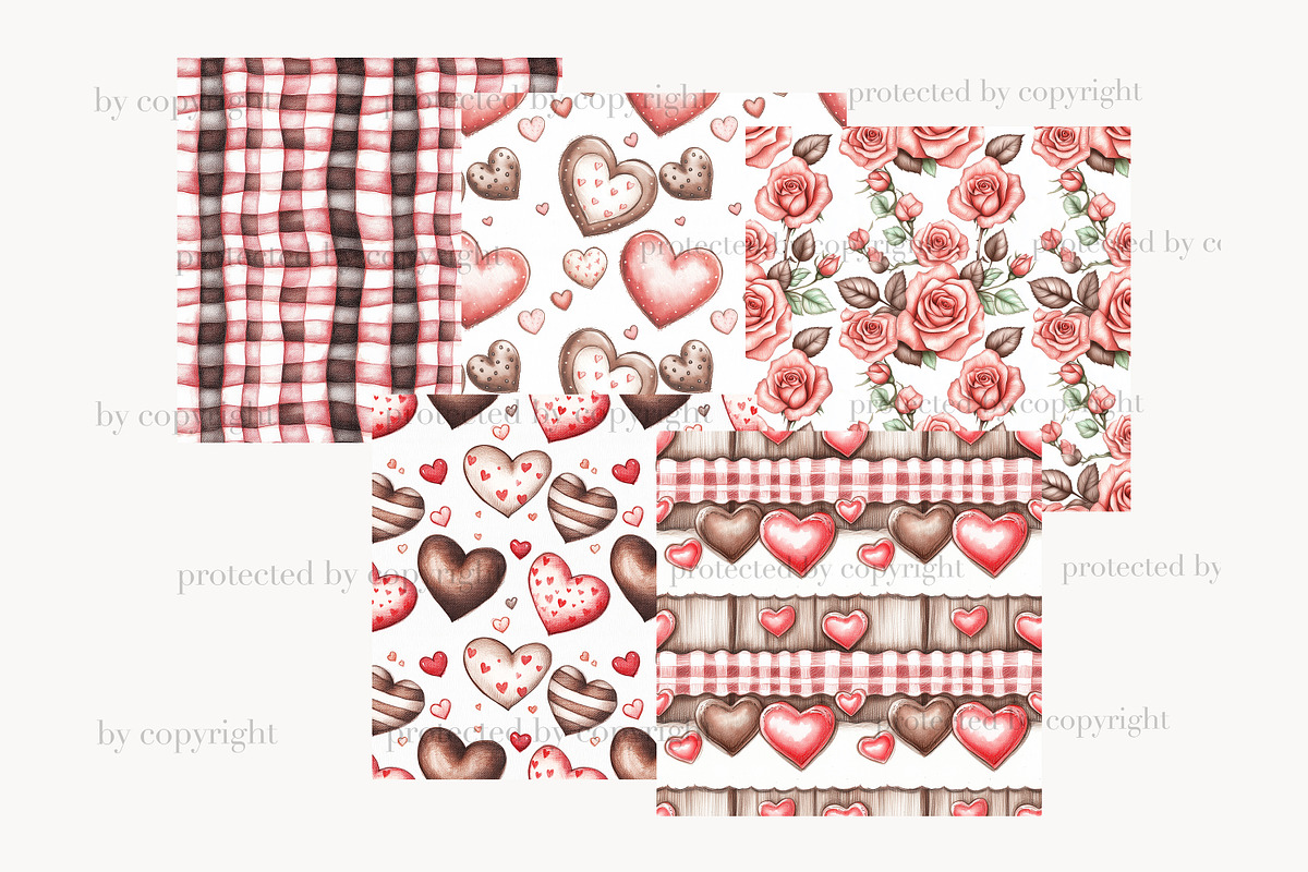 Romantic Valentines Day Digital Pape, a Pattern Graphic by GlamArtZhanna (Photo 3 of 4)