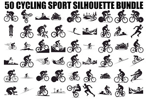 Cycling Sport Silhouette Bundle, an Illustration by Designs_River