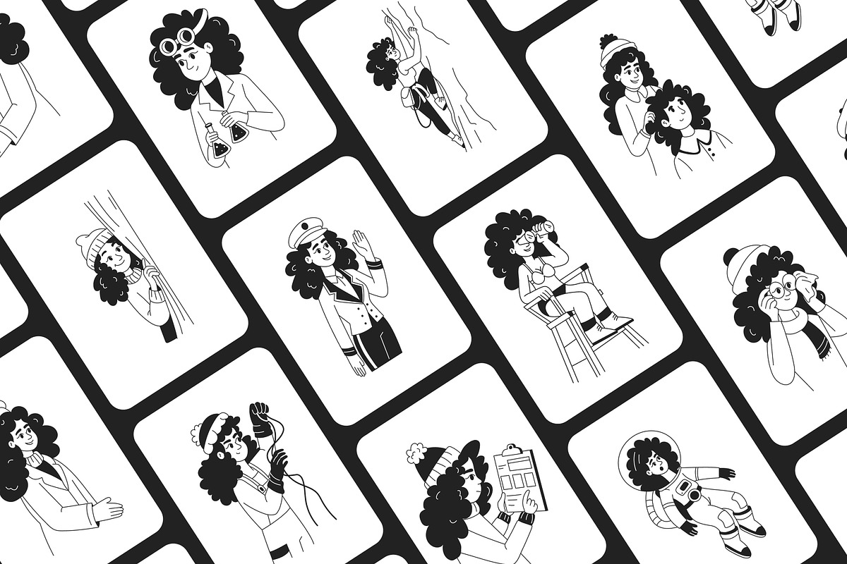 Girl Illustration Art Set, an Outline Icon by Vectors Market (Photo 5 of 9)