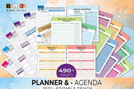 Editable Planner & Agenda, a Stationery Template by obayes