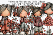 Valentine Flowers and Girls Clipart, an Illustration by Canvas Craft (Thumbnail 1 of 6)