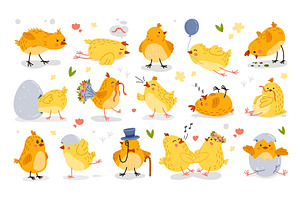 Cartoon funny chick characters, an Animal Illustration by Buch&Bee