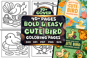Bold Easy Cute Bird Coloring Pages, an Animal Illustration by Craftsbeefy