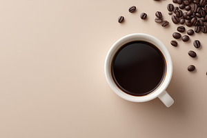 Cup of black coffee with scattered, a Food & Drink Photo by MistyDay